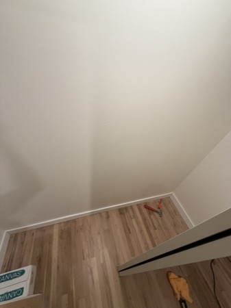 Sep 21, 2026 — White baseboard and shoe moulding finished around a hardwood-floored closet