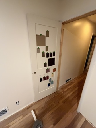 Sep 21, 2026 — Interior door holding the paint and finish samples used during the remodel