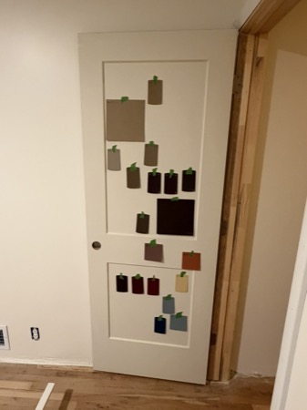 Sep 21, 2026 — Close view of the finish samples arranged on an interior door